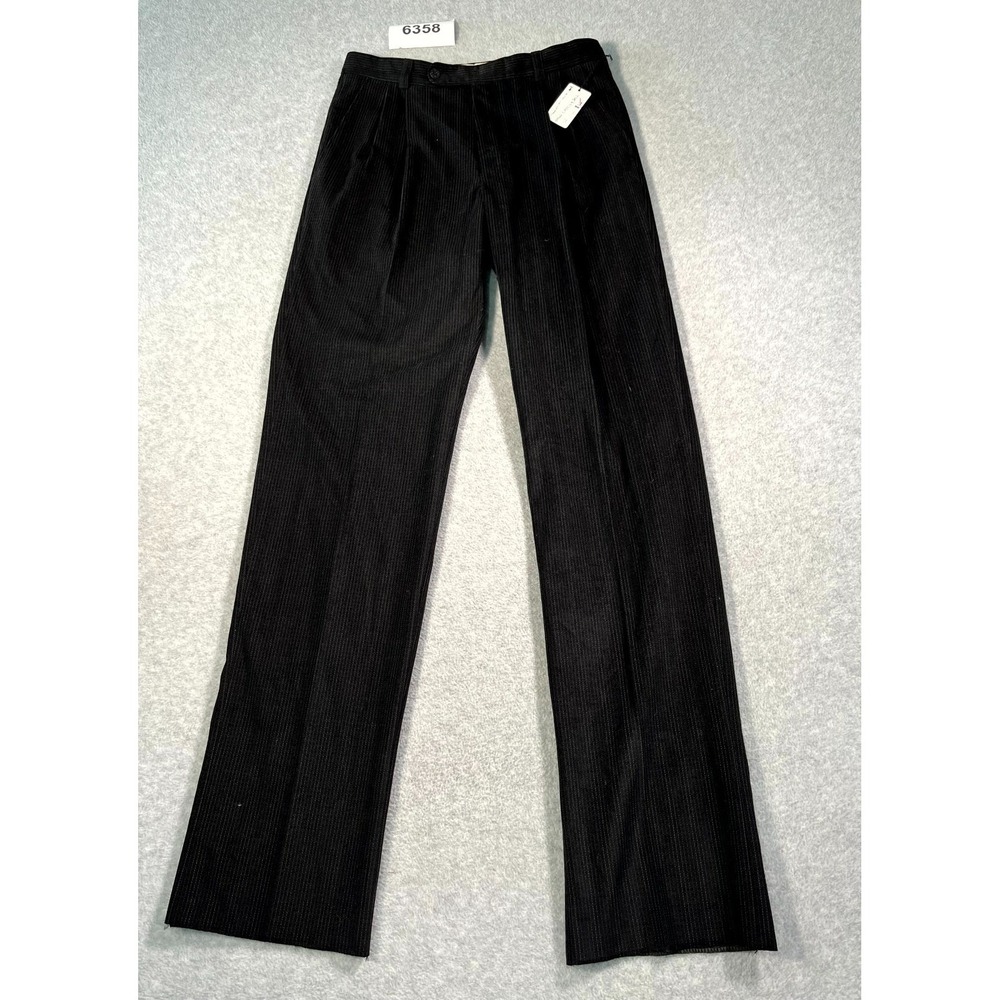 Ballin Dress Pants Mens 32 Black Corduroy Straight Leg Pleated Front Business‎